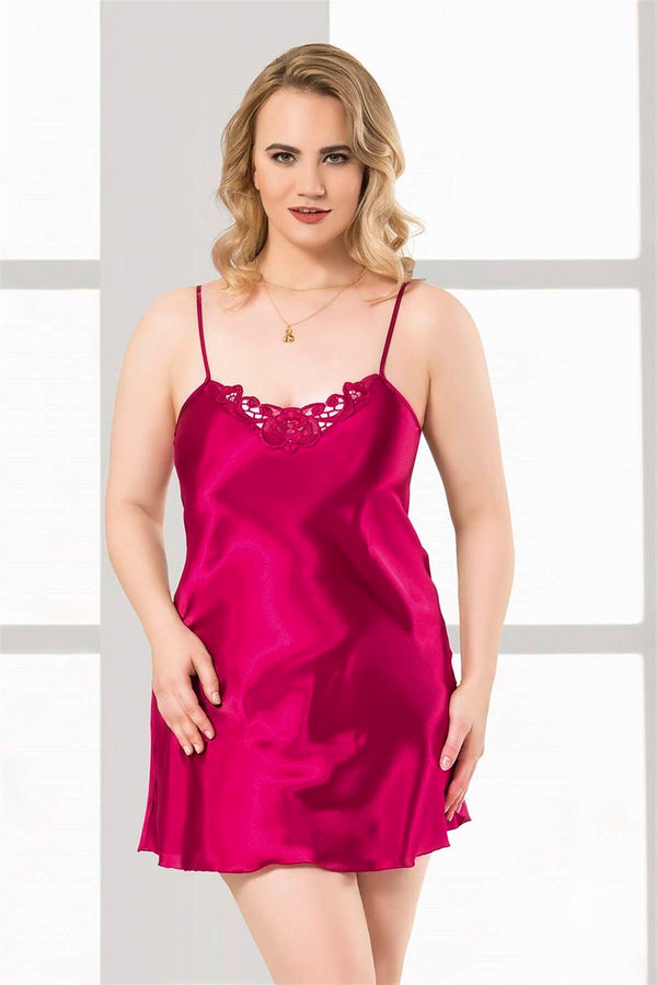 Plus Size Cherry Short Satin Nightgown