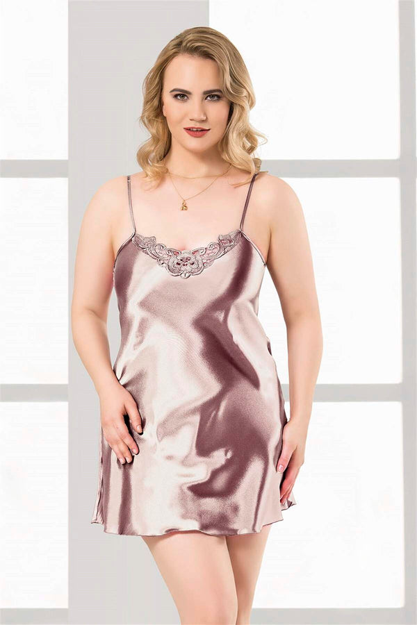 Plus Size Mink Short Satin Nightgown