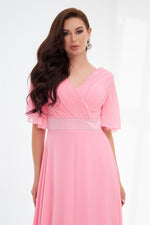 Angelino Powder Chiffon Long Evening Dress