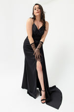 Woman Large Size Long Satin Evening Dress & Graduation Dress