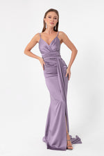 Long Satin Evening Dress With Women Strap & Graduation Dress