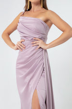 Woman One Shoulder Satin Evening Dresses & Graduation Dress