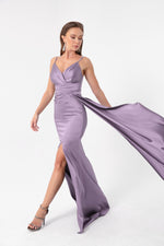 Long Satin Evening Dress With Women Strap & Graduation Dress