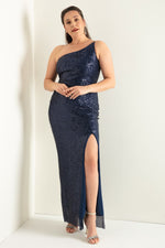 Woman One Shoulder Slip Large Size Long Evening Dress