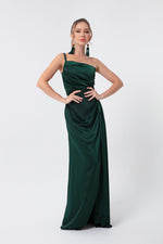 Woman One Shoulder Satin Evening Dresses & Graduation Dress