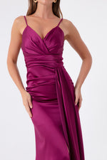 Long Satin Evening Dress With Women Strap & Graduation Dress