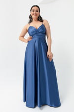 Women'S Rope Strap Large Size Satin Long Evening Dress & Graduation Dress