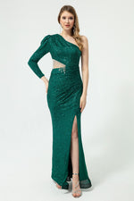 Women'S One Arm Sequined And Stone Long Evening Dress Dress
