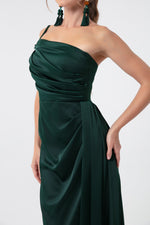 Woman One Shoulder Satin Evening Dresses & Graduation Dress