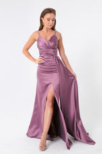 Long Satin Evening Dress With Women Strap & Graduation Dress