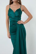 Long Satin Evening Dress With Women Strap & Graduation Dress