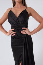 Long Satin Evening Dress With Women Strap & Graduation Dress