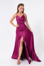 Long Satin Evening Dress With Women Strap & Graduation Dress