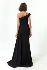 Woman One Shoulder Long Evening Dress With Stone