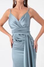 Long Satin Evening Dress With Women Strap & Graduation Dress