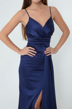 Long Satin Evening Dress With Women Strap & Graduation Dress