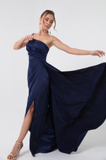 Woman One Shoulder Satin Evening Dresses & Graduation Dress