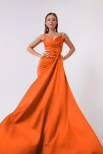 Long Satin Evening Dress With Women Strap & Graduation Dress