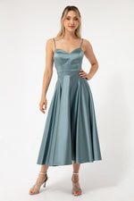 Woman Slim Satin Evening Dress With Slim Hanger