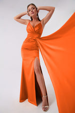 Long Satin Evening Dress With Women Strap & Graduation Dress