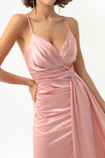 Long Satin Evening Dress With Women Strap & Graduation Dress