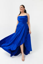 Women'S Flywheel Slitted Big Size Satin Evening Dress Graduation Dress