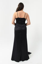 Woman Large Size Long Satin Evening Dress & Graduation Dress