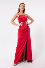 Woman One Shoulder Satin Evening Dresses & Graduation Dress