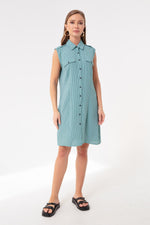 Female Striped Mini Shirt Dress