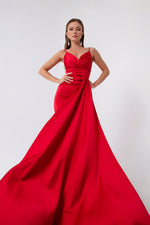 Long Satin Evening Dress With Women Strap & Graduation Dress