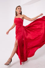 Woman One Shoulder Satin Evening Dresses & Graduation Dress