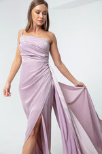 Woman One Shoulder Satin Evening Dresses & Graduation Dress