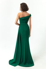 Woman One Shoulder Long Evening Dress With Stone