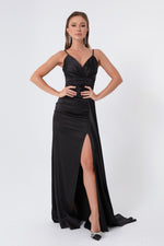 Long Satin Evening Dress With Women Strap & Graduation Dress