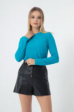 Women'S Bike Collar Knit Blouse