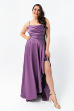 Women'S Flywheel Slitted Big Size Satin Evening Dress Graduation Dress