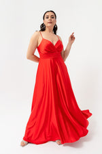 Women'S Rope Strap Large Size Satin Long Evening Dress & Graduation Dress