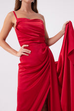 Woman One Shoulder Satin Evening Dresses & Graduation Dress