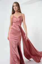 Long Satin Evening Dress With Women Strap & Graduation Dress