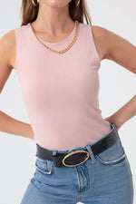 Knitted Blouse With Women'S Chain Necklace