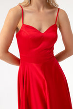 Woman Slim Satin Evening Dress With Slim Hanger