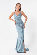 Long Satin Evening Dress With Women Strap & Graduation Dress