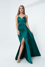 Long Satin Evening Dress With Women Strap & Graduation Dress