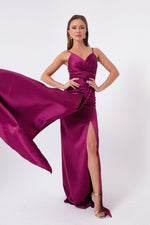 Long Satin Evening Dress With Women Strap & Graduation Dress