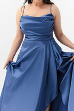 Women'S Flywheel Slitted Big Size Satin Evening Dress Graduation Dress