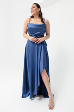 Women'S Flywheel Slitted Big Size Satin Evening Dress Graduation Dress