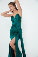 Long Satin Evening Dress With Women Strap & Graduation Dress