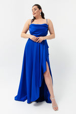 Women'S Flywheel Slitted Big Size Satin Evening Dress Graduation Dress