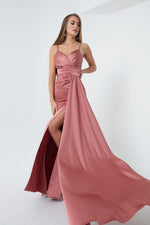 Long Satin Evening Dress With Women Strap & Graduation Dress