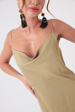 Satin Dress With Women Chain Strap